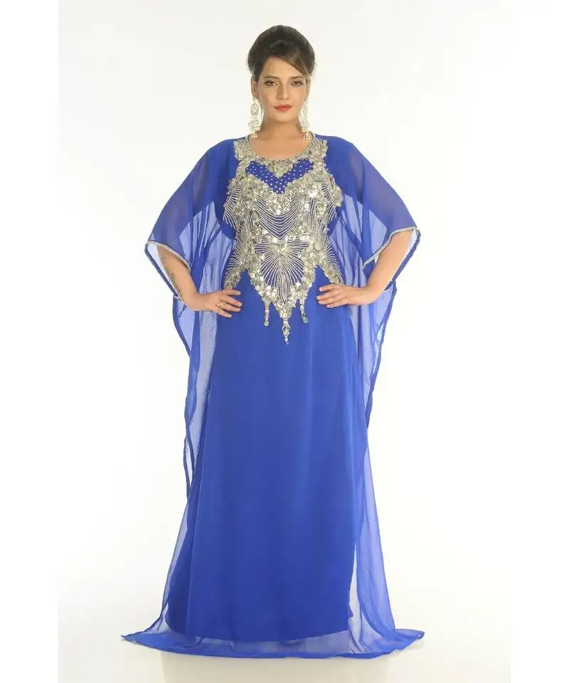 Blue georgette embroidered zariWork islamic-kaftans