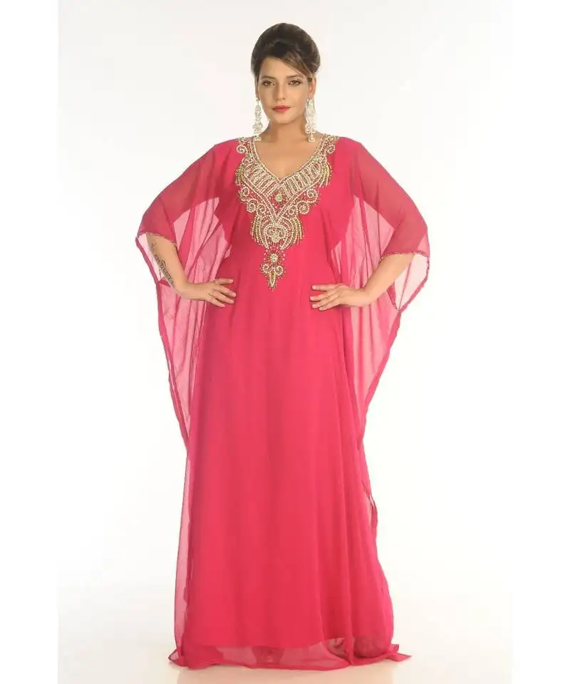 Pink georgette embroidered zariWork islamic-kaftans