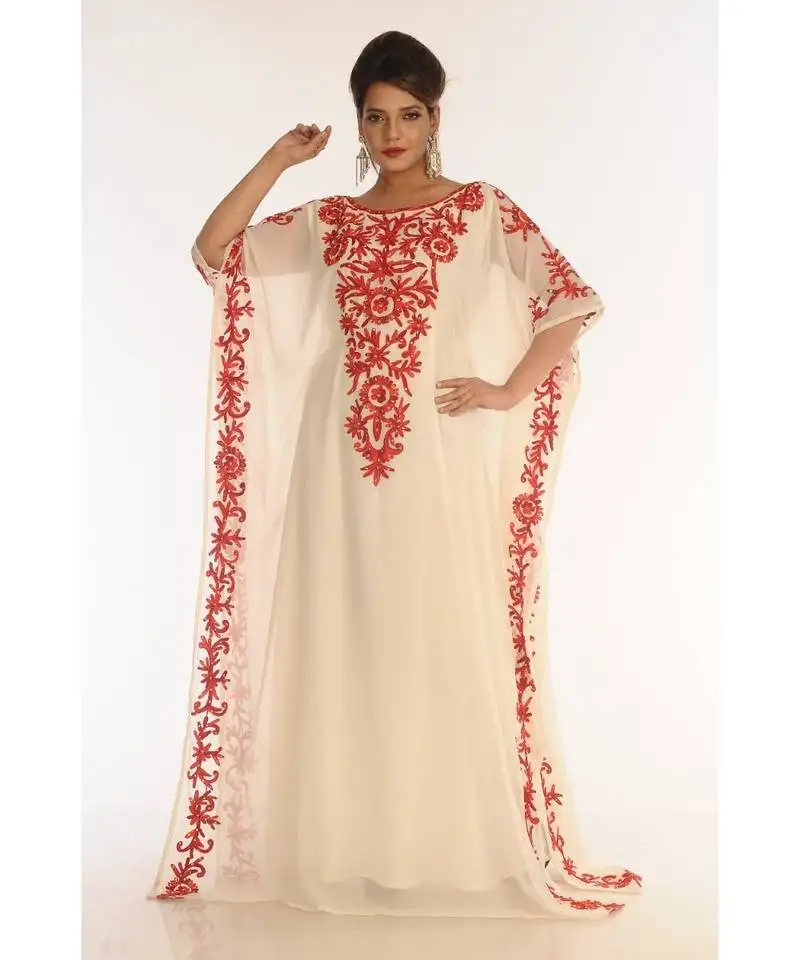 Cream georgette embroidered zariWork islamic-kaftans