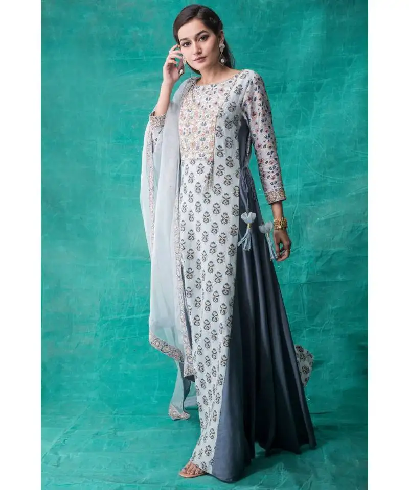 Show shaa floral blue side panel angrakha