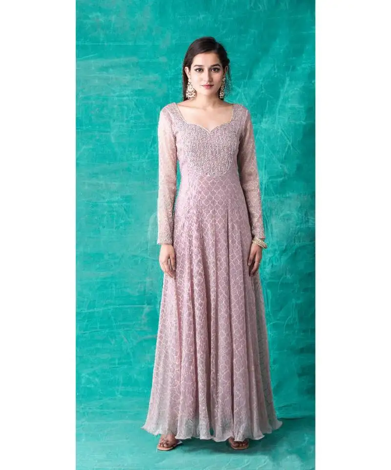 Show shaa uncomplicate yourself moroccan khirki crushed organza anarkali set