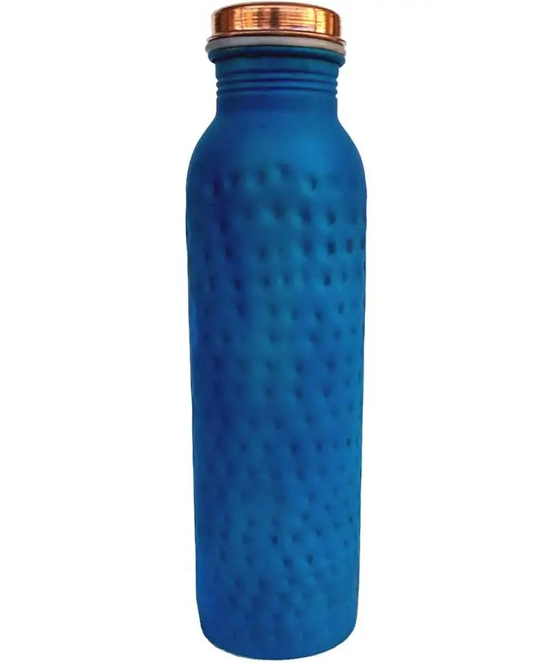 New blue,white color copper water bottle joint-less leak proof 950 ml hand painted