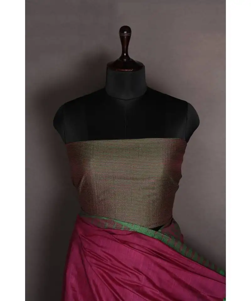 Pink handloom bhagalpuri viscose silk saree with blouse piece
