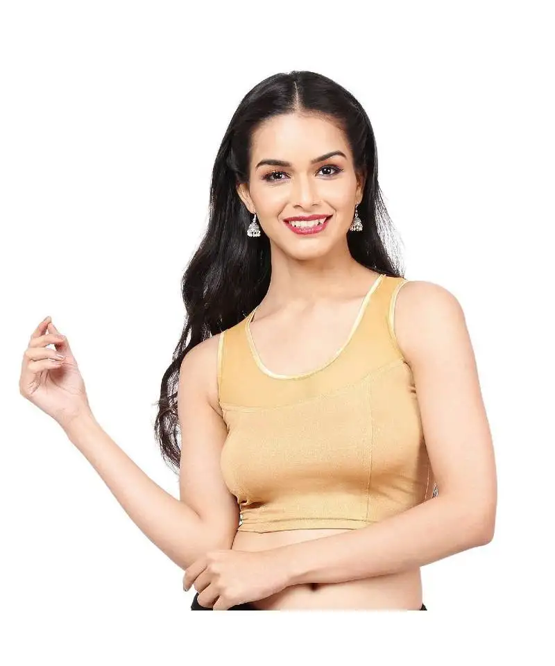 Copper shimmer non-padded designer ready made saree blouse