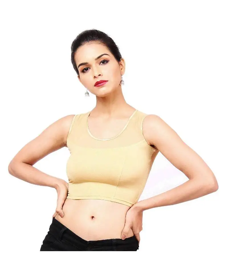 Golden shimmer non-padded designer ready made saree blouse