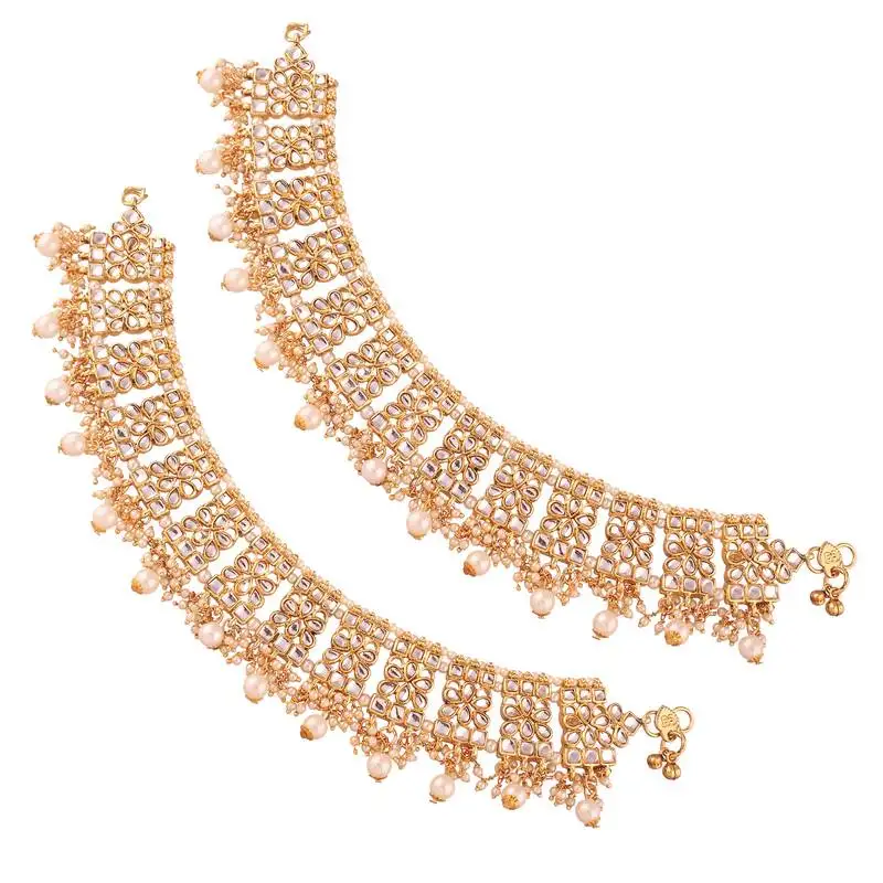 Bridal kundan anklets for women a022w