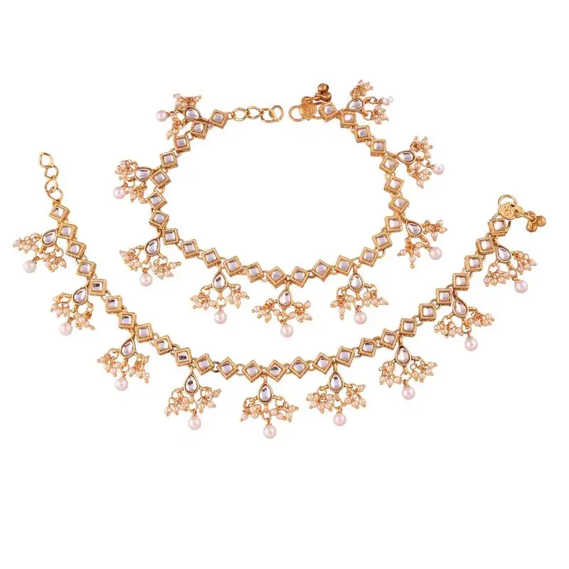 Traditional kundan anklets for women a025w