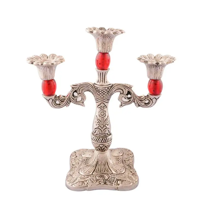 Royal red crystal metal candle stand