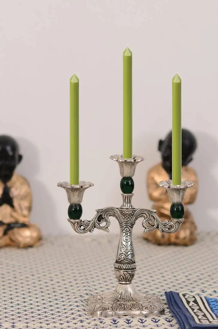 Decorative green candle stand