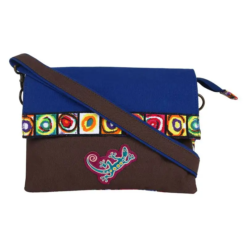 Florid blue canvas sling bag