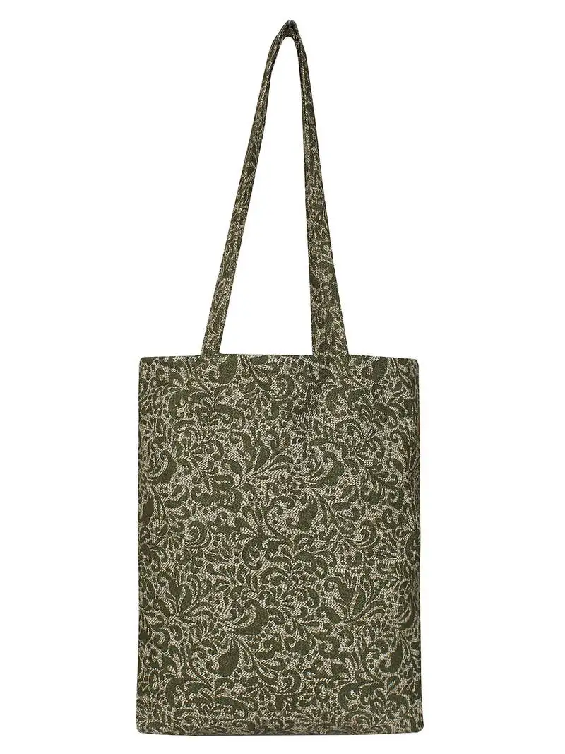 Eco-friendly green abstract print canvas shoulder bag