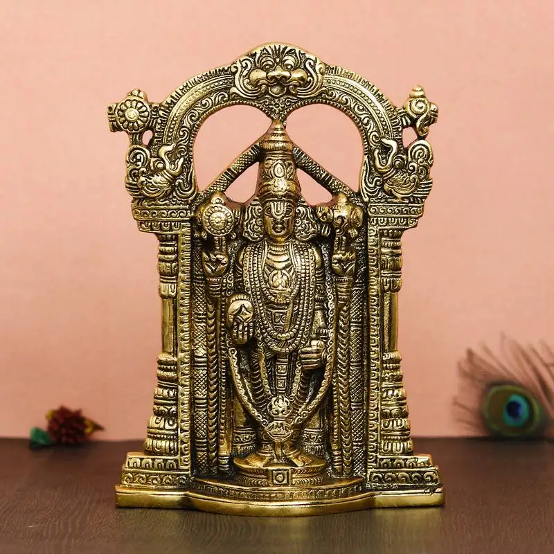 Ecraftindia golden lord balaji idol metal decorative showpiece