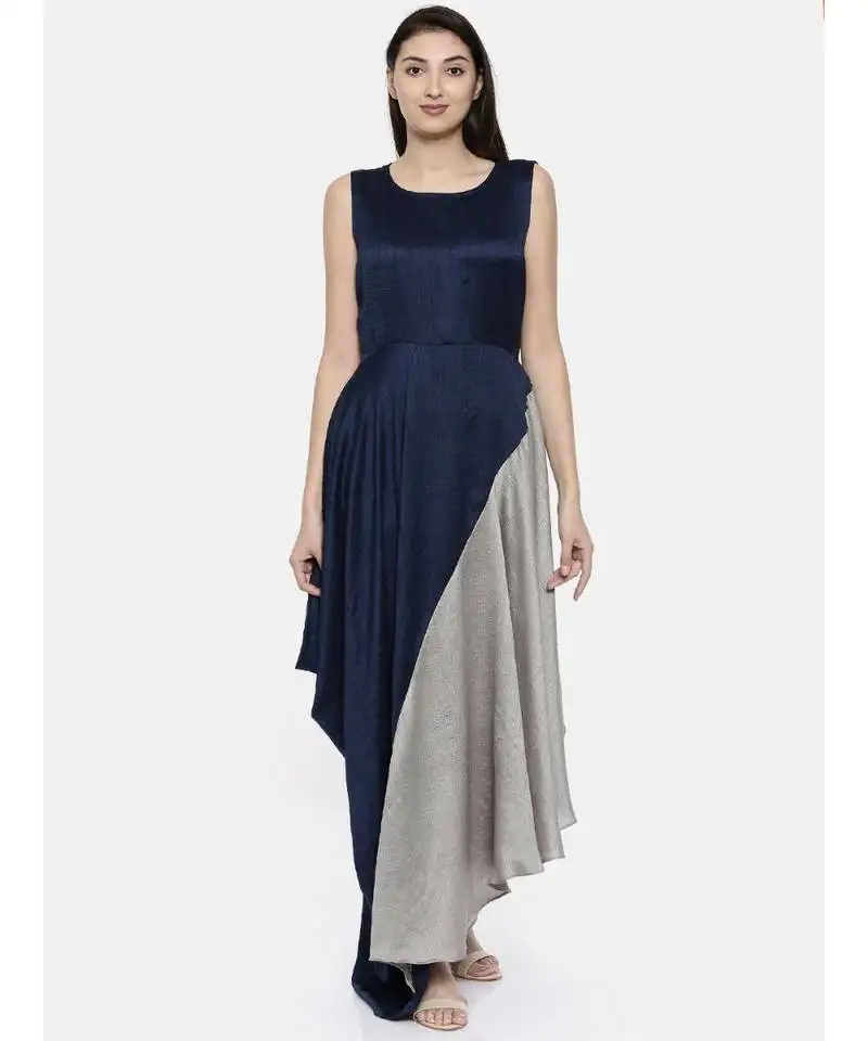 Mayank modi blu::Grey drape dress