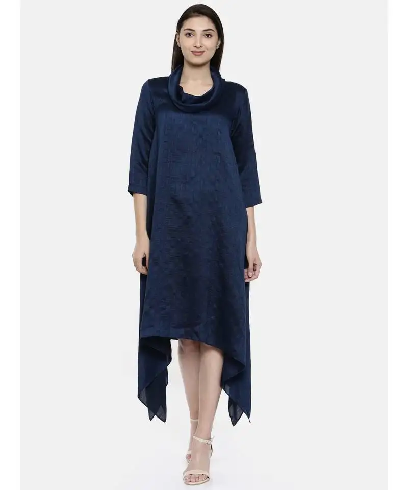 Mayank modi blue cowl neck dress