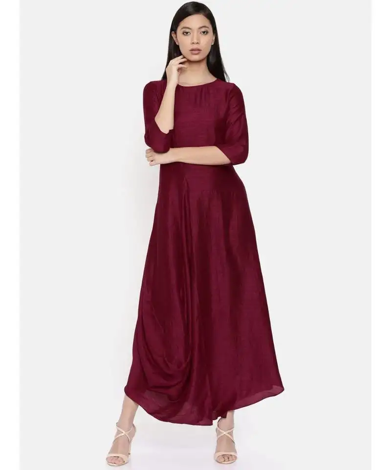 Mayank modi wine coloured cowl hem maxi dress