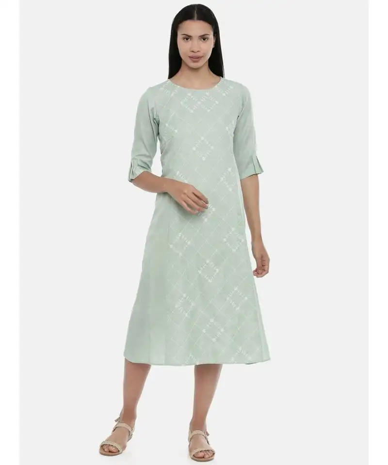 Mayank modi green,linen satin panel cut dress