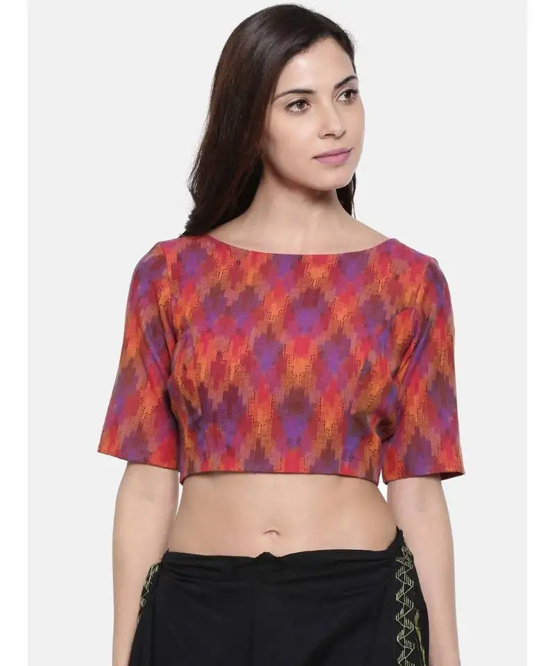Asmi by mayank modi ikat weave embroidered blouse