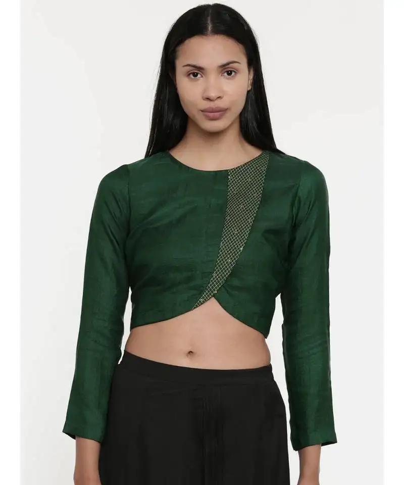 Asmi by mayank modi bottle green,silk slub, long blouse