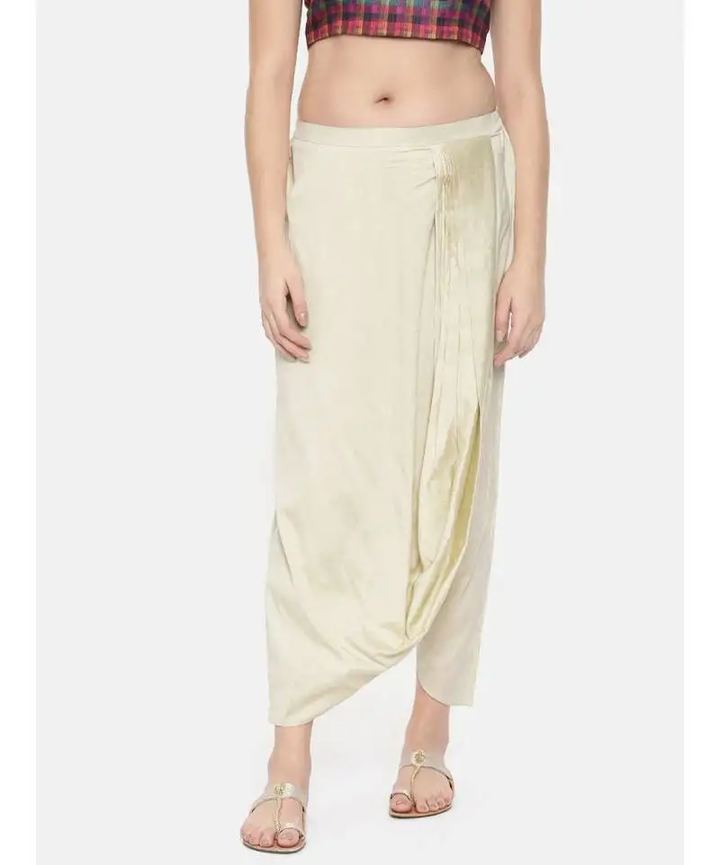 Mayank modi beige cotton silk dhoti style pants