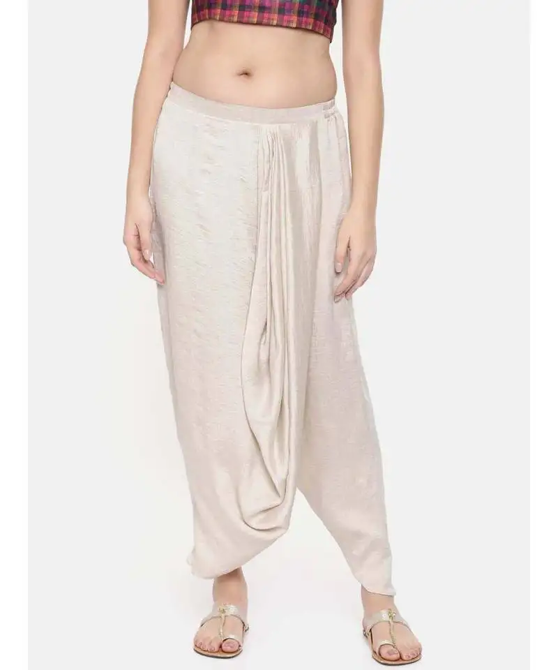 Mayank modi off white crushed silk dhoti style pants