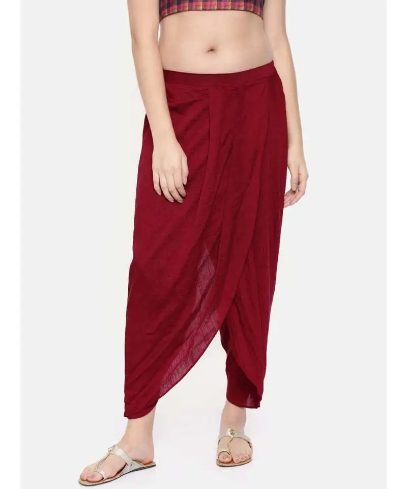 Mayank modi red slub silk dhoti style pants