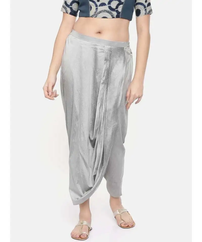 Mayank modi silver grey cotton silk dhoti pants.