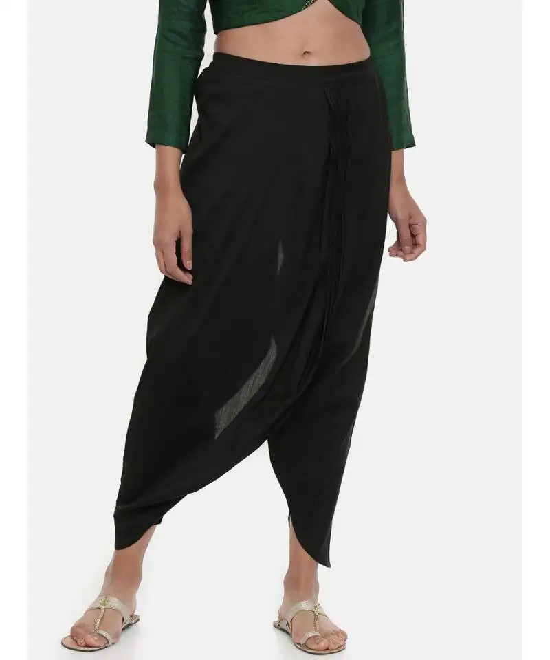 Mayank modi black cotton silk, dhoti pant