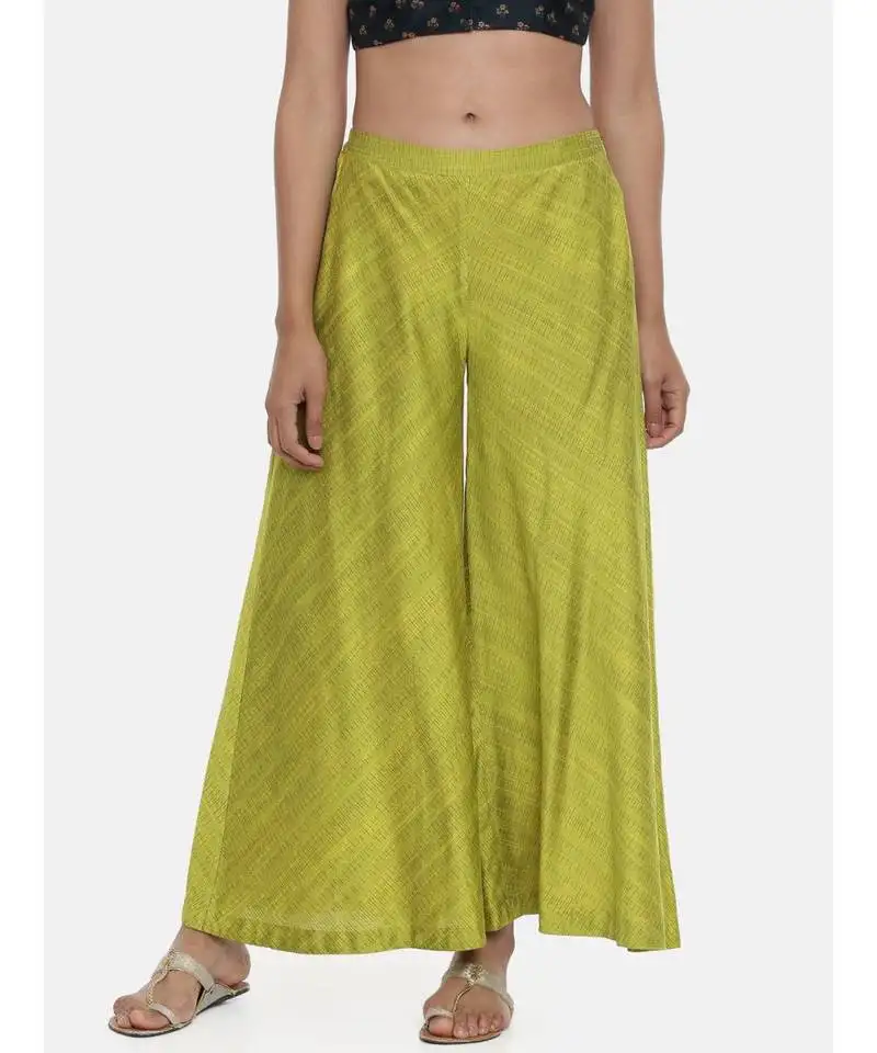 Mayank modi neon green,cotton silk slub palazzo