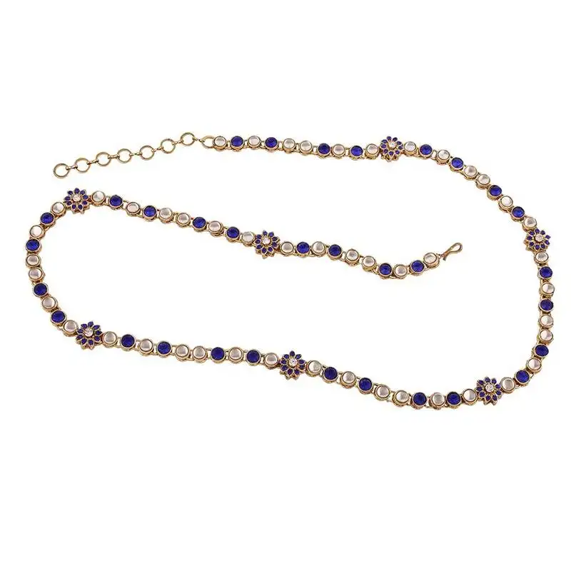 Traditional gold plated kundan & stone studded kamarband for women b003