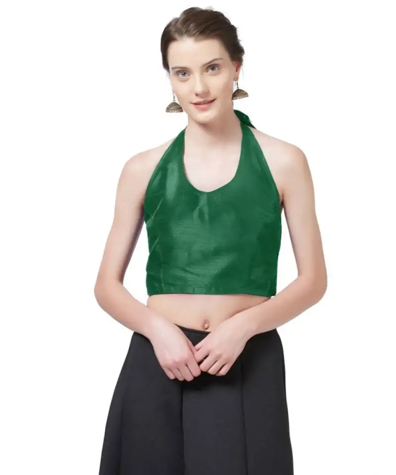 Green woven design blouse