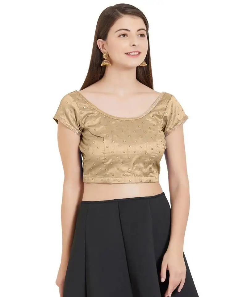 Beige art silk art silk ready-made saree blouse