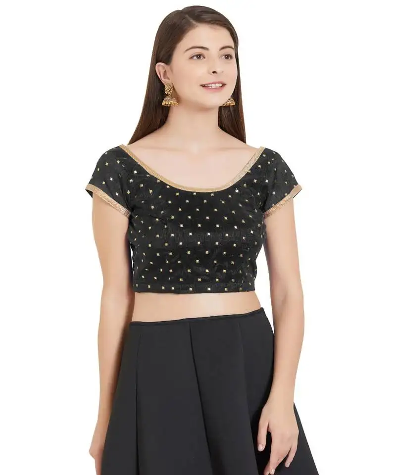 Black art silk art silk ready-made saree blouse