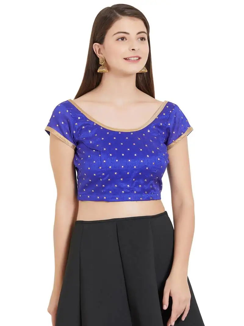 Royal blue art silk art silk ready-made saree blouse