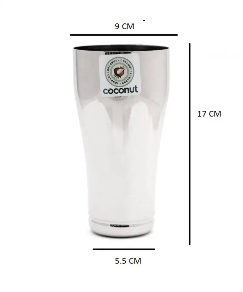Coconut stainless steel jumbo lassi glasses - set of 2