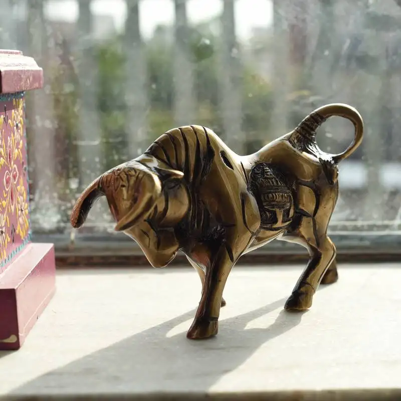 Brass kamdhenu cow sculpture