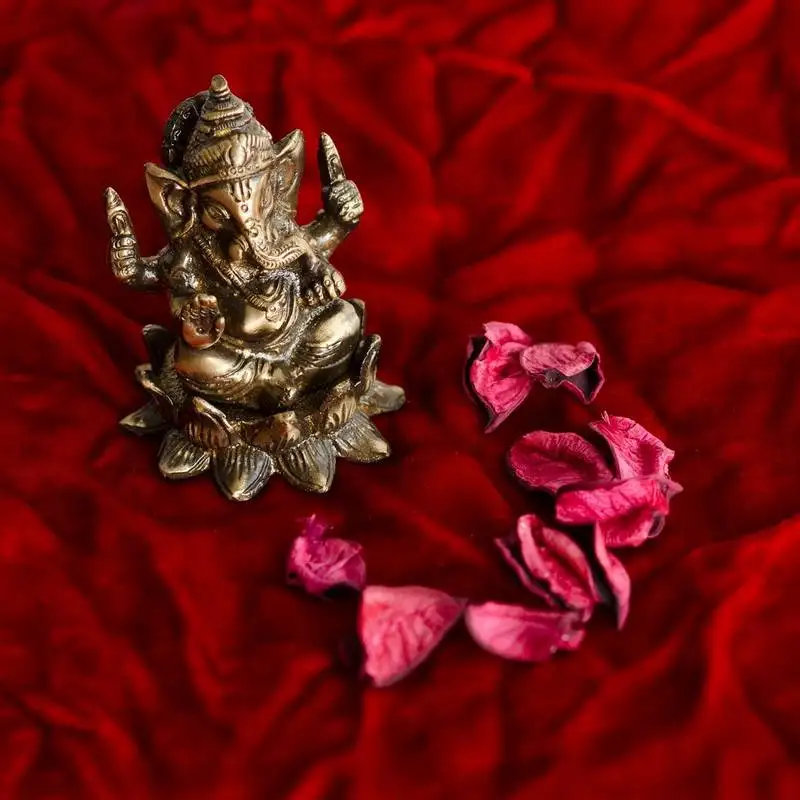 Antique finish brass lord ganesha on lotus