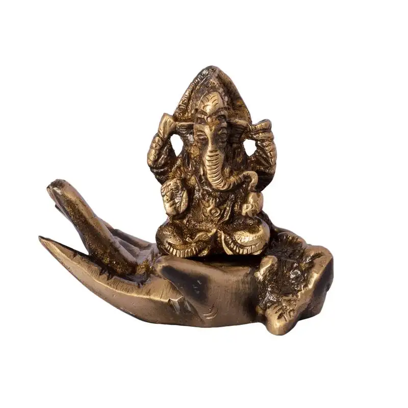 Brass antique finish lord ganesha on palm