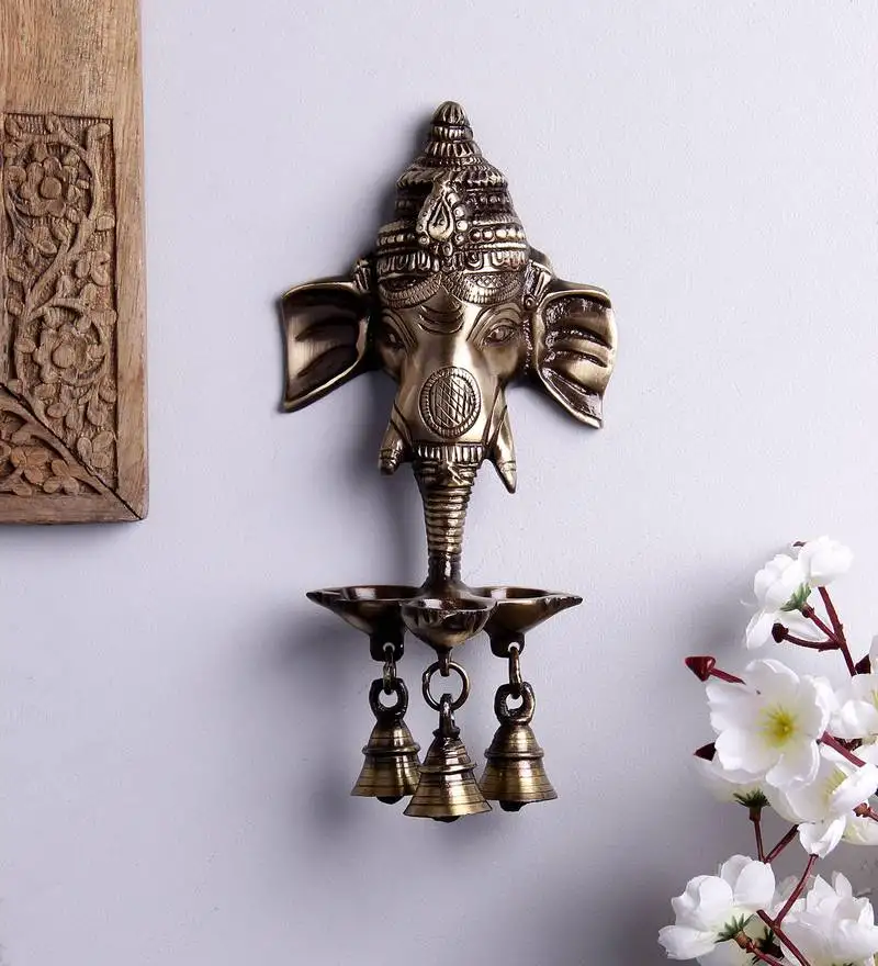 Ganesh deepak with bell brass wall hanging and artifact