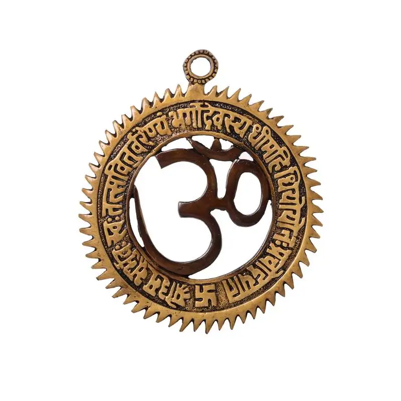 Om wall hanging with gayatri mantra brass decorative