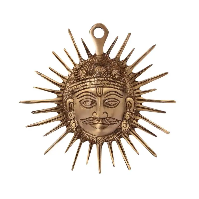 Smiling surya brass wall hanging
