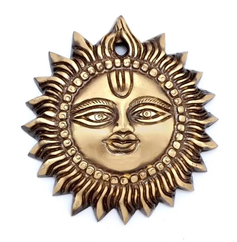 Brass smiling surya wall hanging