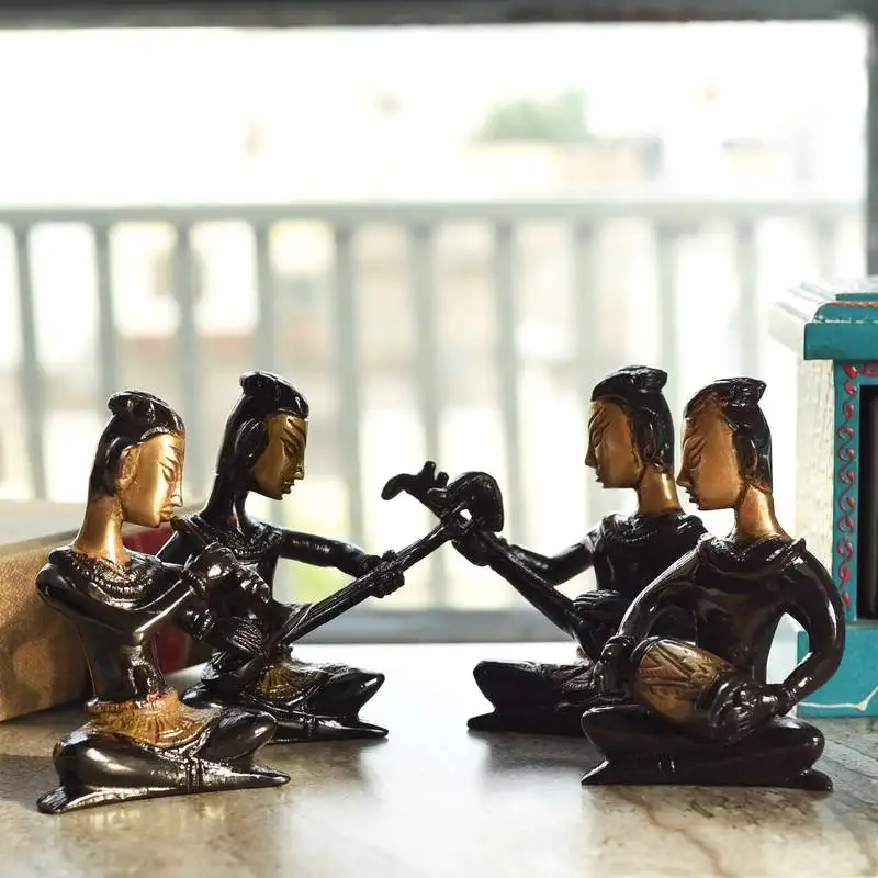 Set of 4 brass musical ladies decorative antique showpiece