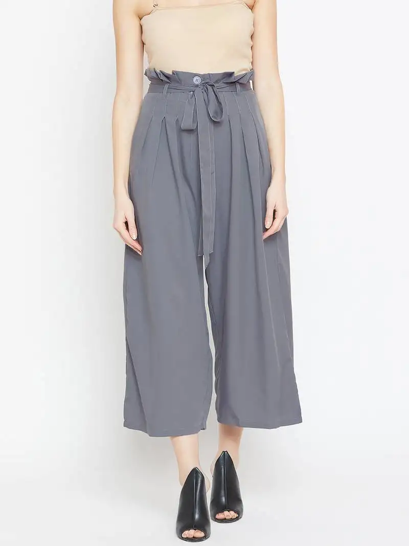 Women grey pleated trouser