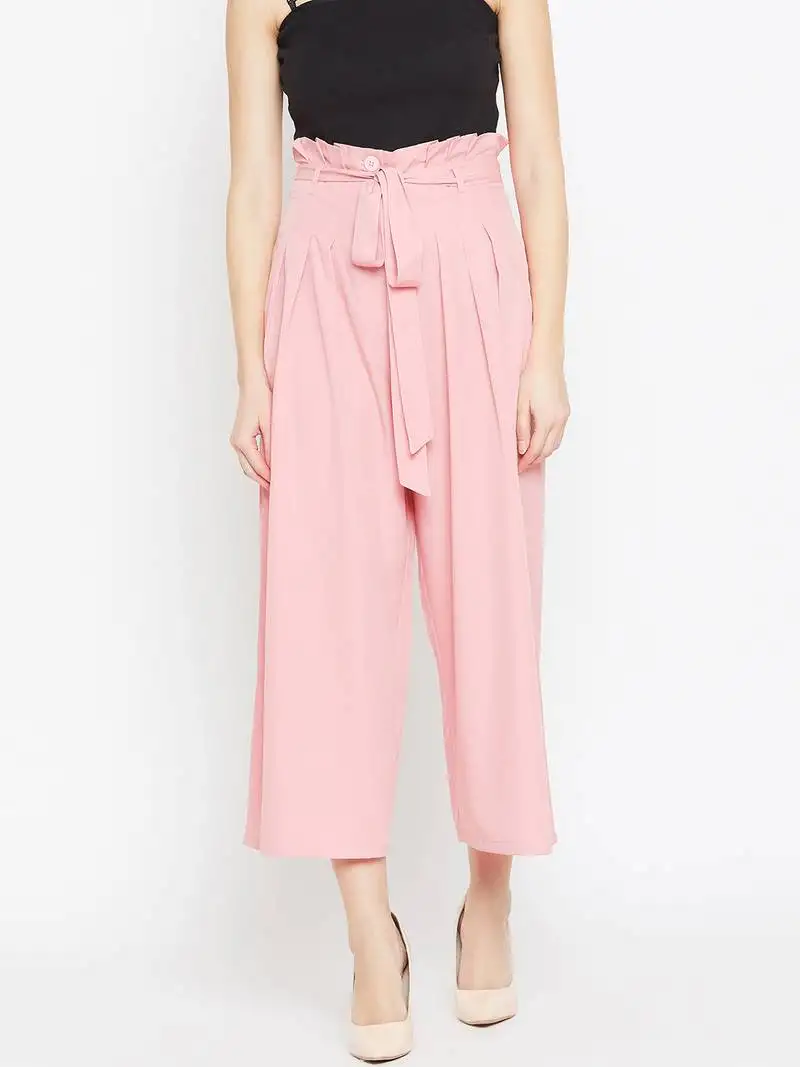 Women peach pleated trouser