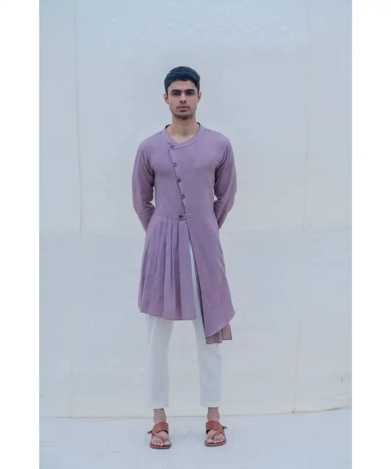 Cotton x linen purple kurta set