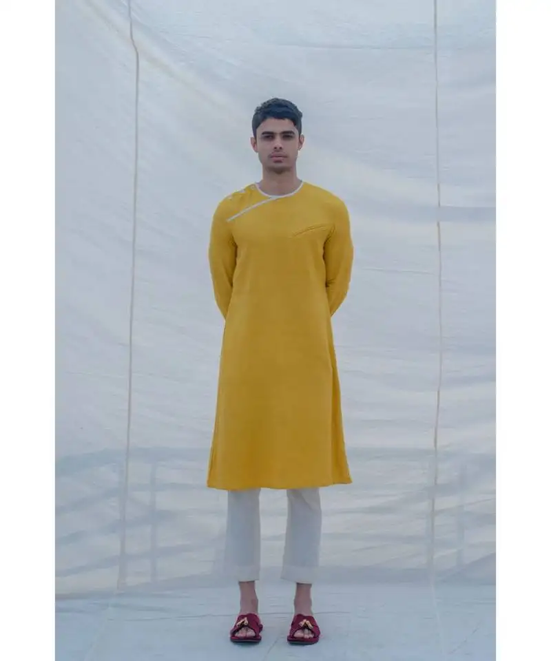 Cotton x linen indisputably yellow kurta set