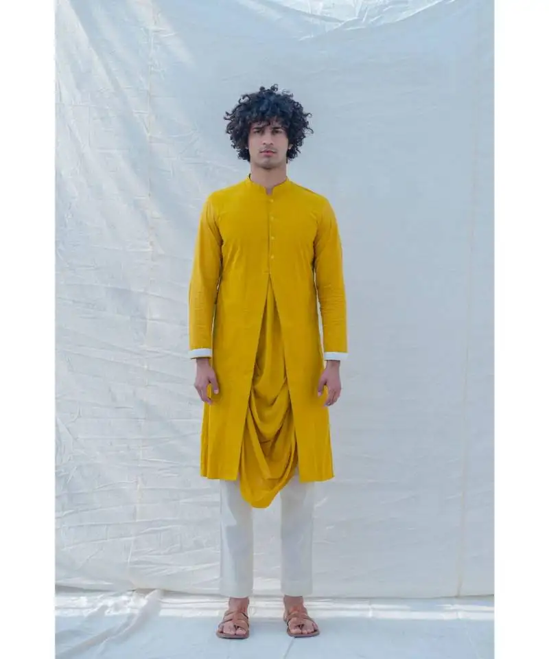 Cotton x rayon indisputably yellow kurta set