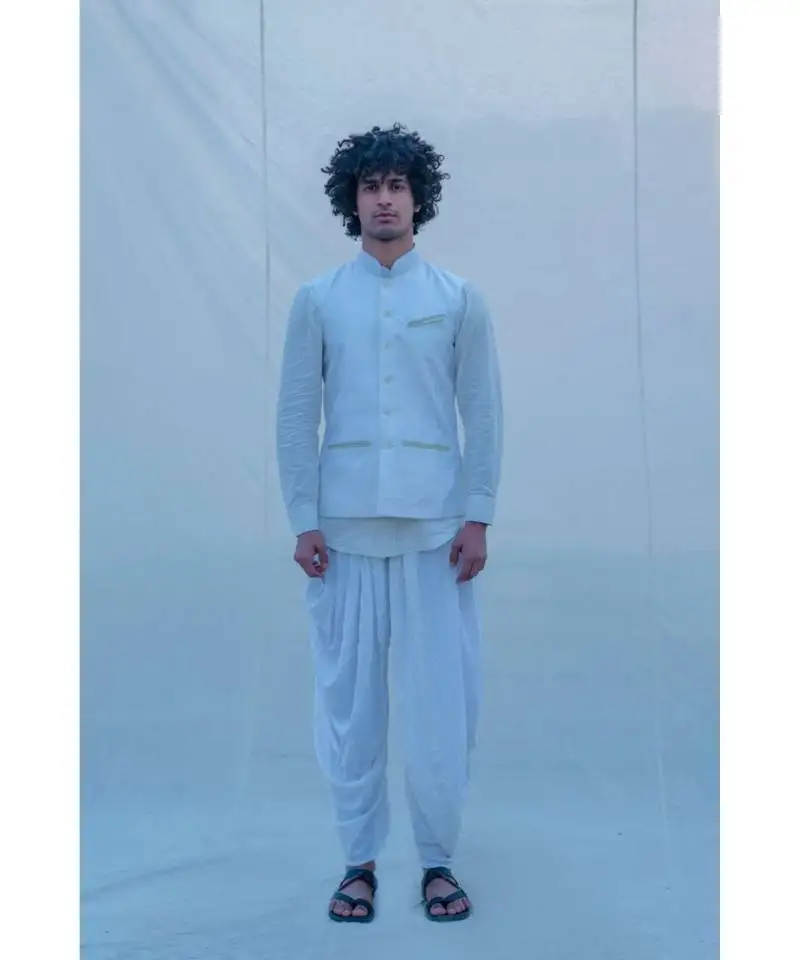 Raw silk off white waist coat
