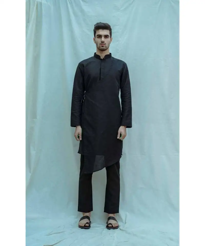 Cotton x linen black kurta and pants