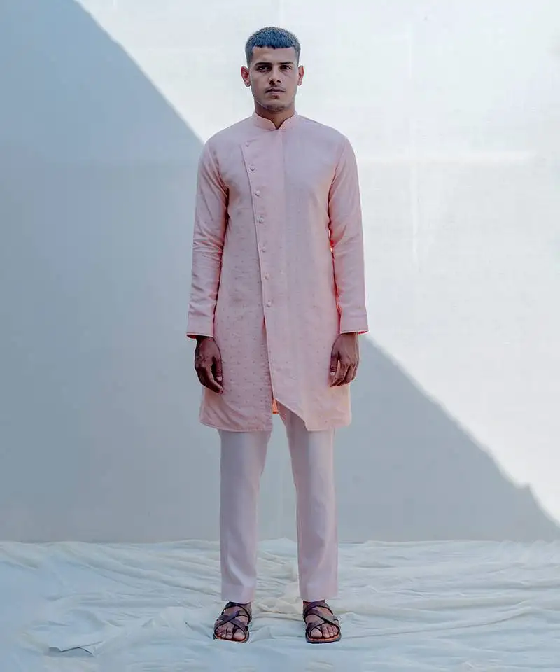 Sinti peach men kurta